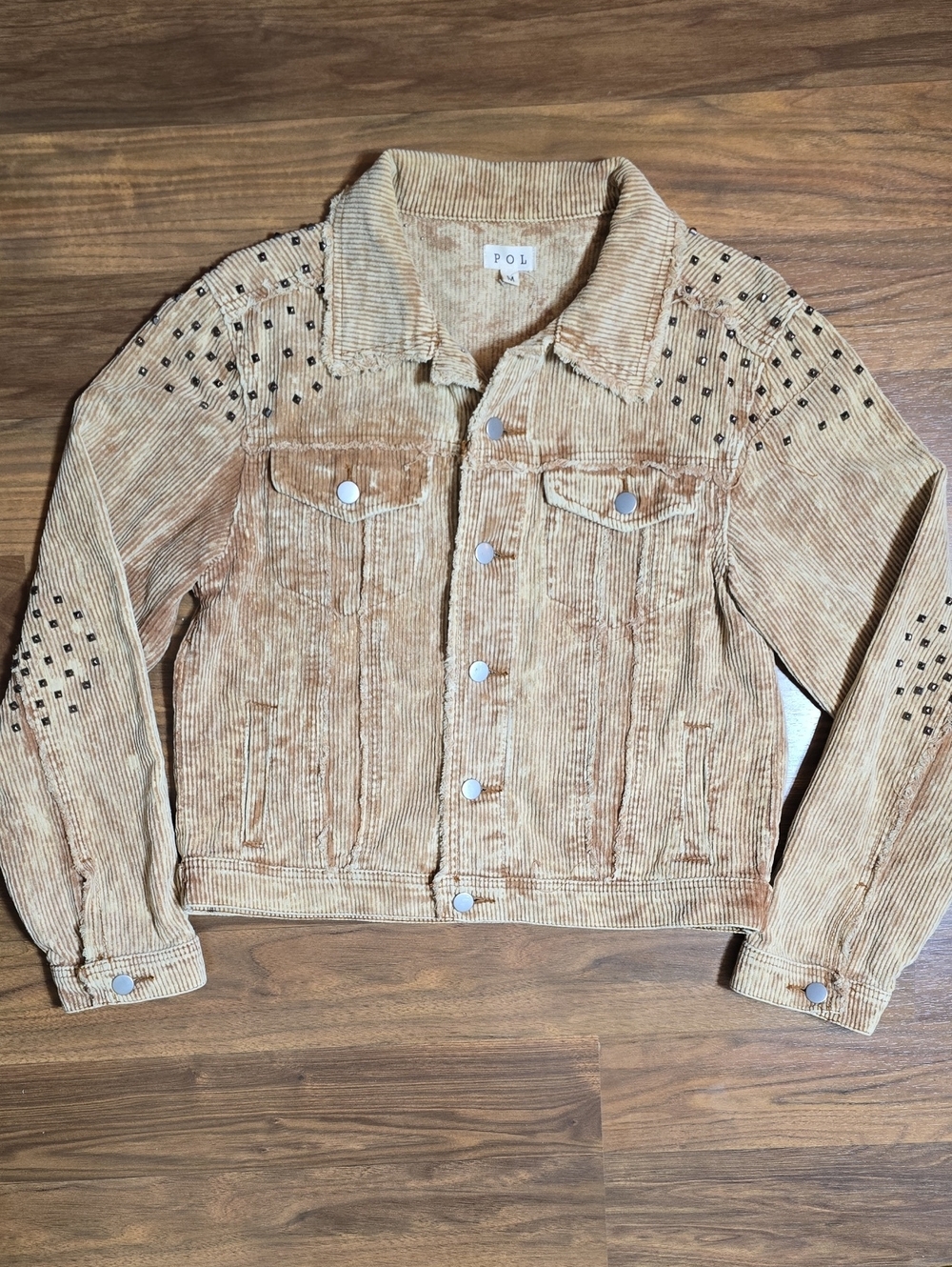 POL Studded Rock and Roll Distressed Corduroy Jacket - HFJ11